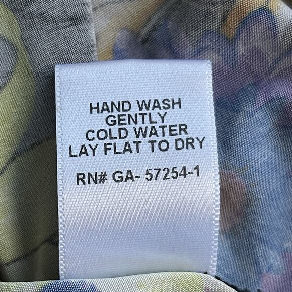 From the Heart Womens Blouse Large Trudy Colorful Floral Stretch Asymmetrical - Picture 7 of 11